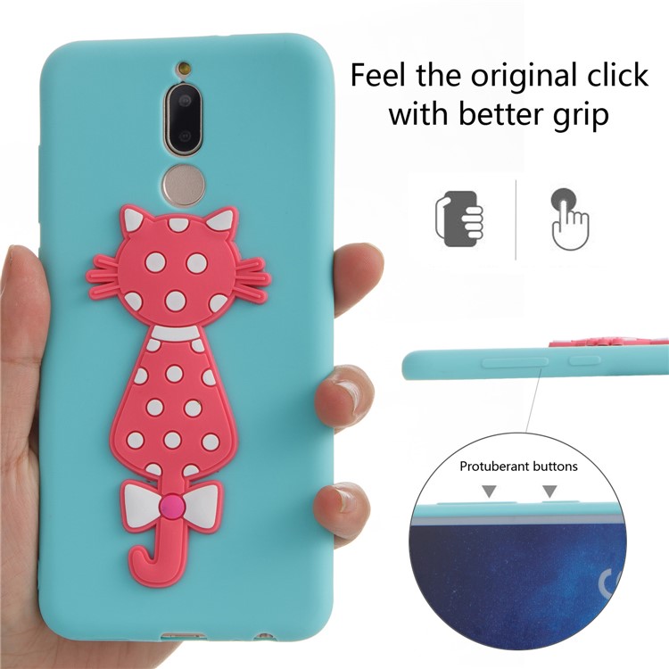 Adorable 3D Cat Pattern TPU Phone Cover for Huawei Mate 10 Lite/nova 2i/Maimang 6/Honor 9i (India) - Baby Blue-6