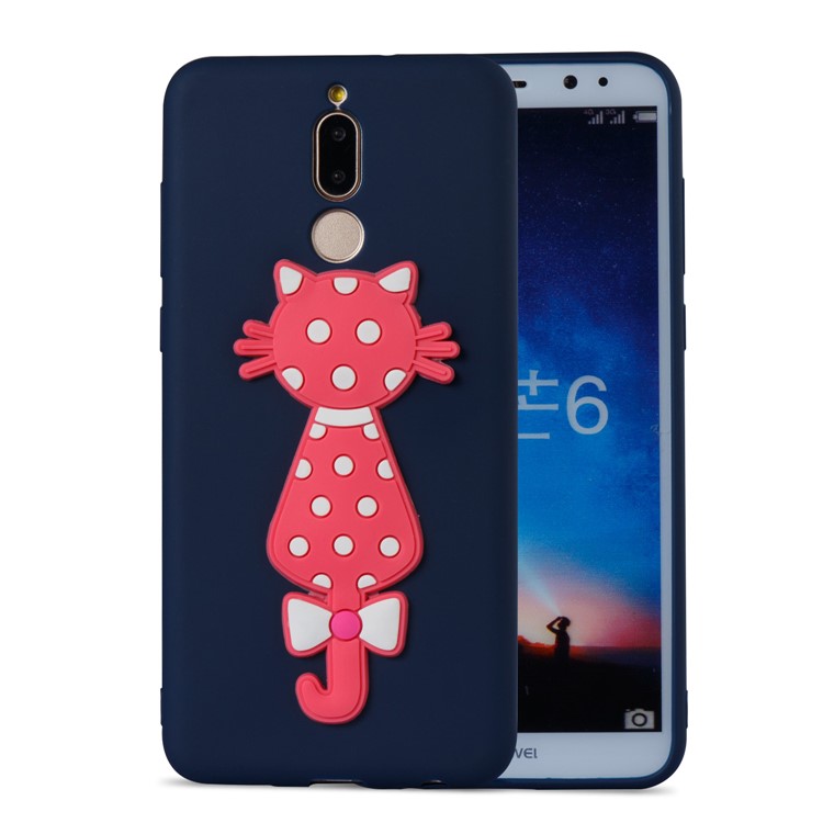 Adorable 3D Cat Pattern TPU Phone Shell for Huawei Mate 10 Lite/nova 2i/Maimang 6/Honor 9i (India) - Dark Blue-2
