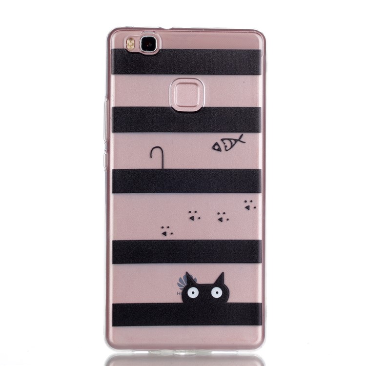 Ultra Thin Patterned Soft TPU Protective Case for Huawei P9 Lite/G9 Lite - Stripes and Cat-2