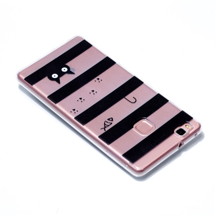 Ultra Thin Patterned Soft TPU Protective Case for Huawei P9 Lite/G9 Lite - Stripes and Cat-4