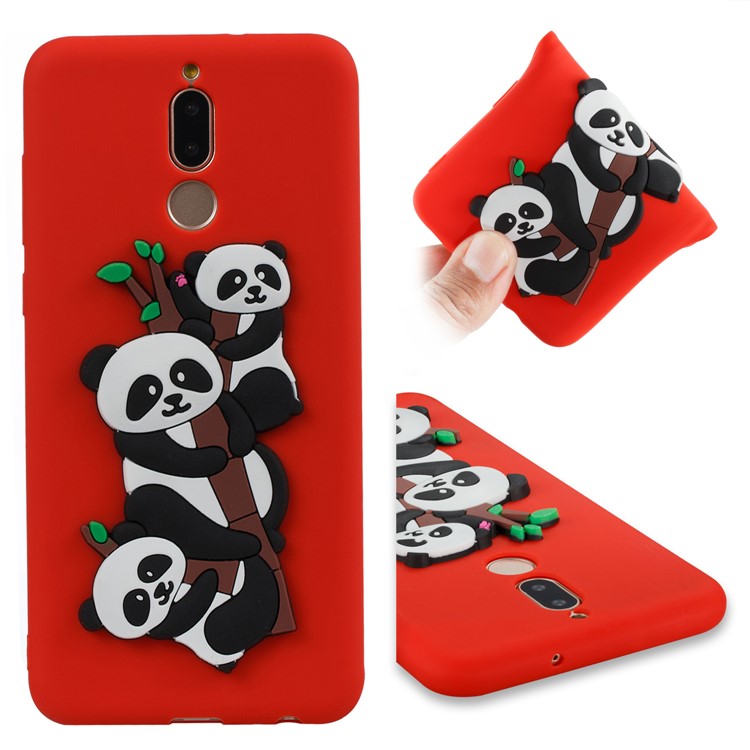Lovely 3D Panda Pattern TPU Cover for Huawei Mate 10 Lite / Maimang 6 / nova 2i / Honor 9i (India) - Red-1