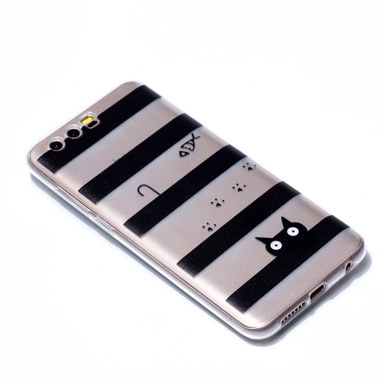 Ultra Thin Patterned Soft TPU Cell Phone Shell for Huawei Honor 9 - Stripes and Cat-3