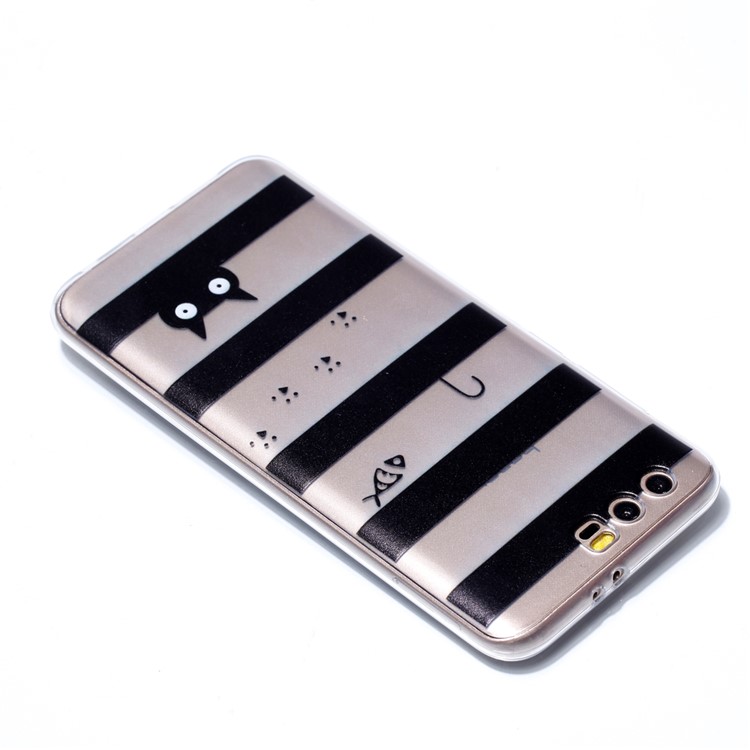 Ultra Thin Patterned Soft TPU Cell Phone Shell for Huawei Honor 9 - Stripes and Cat-4