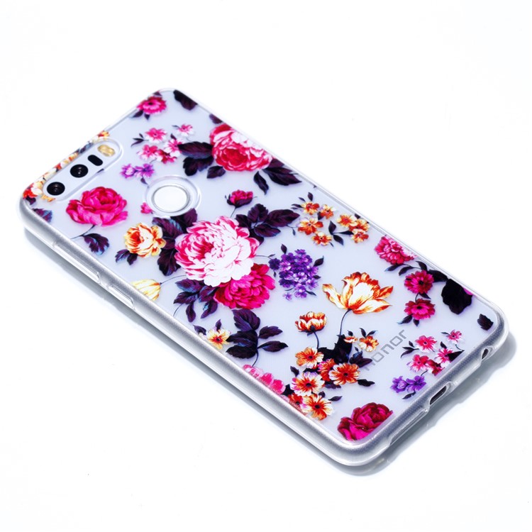 Pattern Printing Soft TPU Back Case for Huawei Honor 8 - Blooming Flowers-3