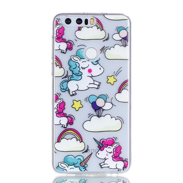 Pattern Printing Soft TPU Back Cover for Huawei Honor 8 - Shy Unicorns-2