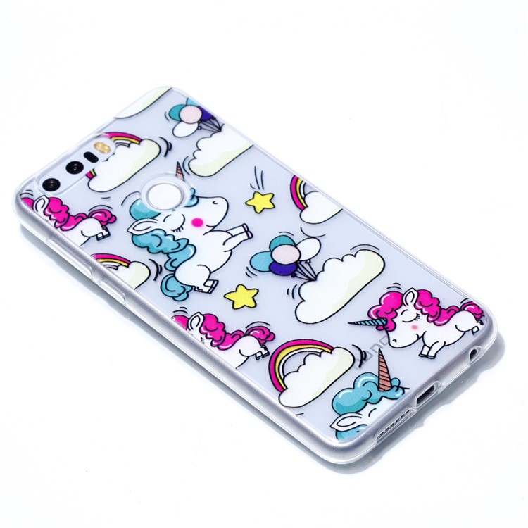 Pattern Printing Soft TPU Back Cover for Huawei Honor 8 - Shy Unicorns-3