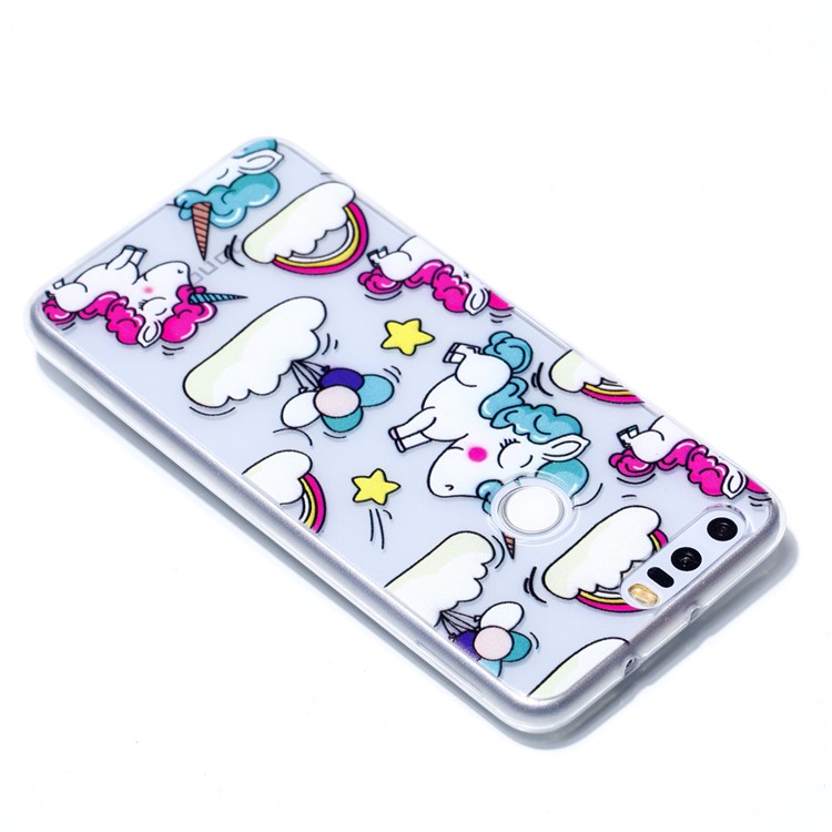 Pattern Printing Soft TPU Back Cover for Huawei Honor 8 - Shy Unicorns-4