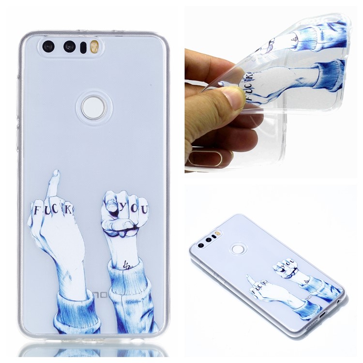 Pattern Printing Soft TPU Phone Shell for Huawei Honor 8 - Hand Gesture-1