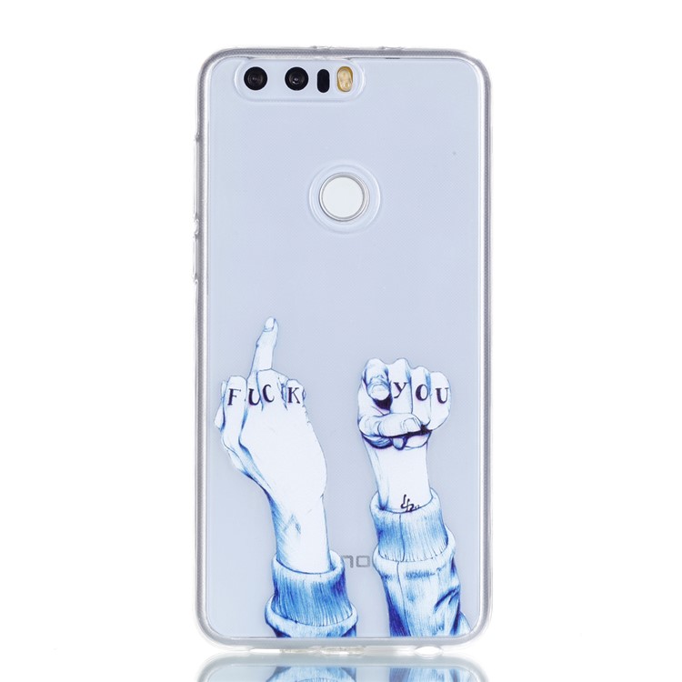 Pattern Printing Soft TPU Phone Shell for Huawei Honor 8 - Hand Gesture-2