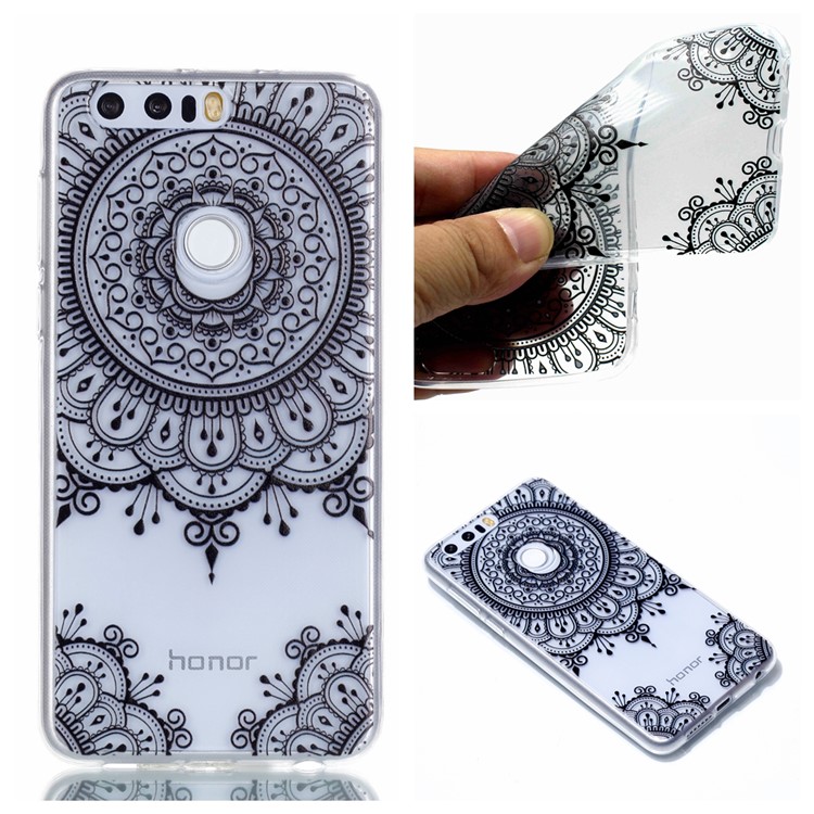 Pattern Printing Soft TPU Mobile Cover for Huawei Honor 8 - Lace Flower-1