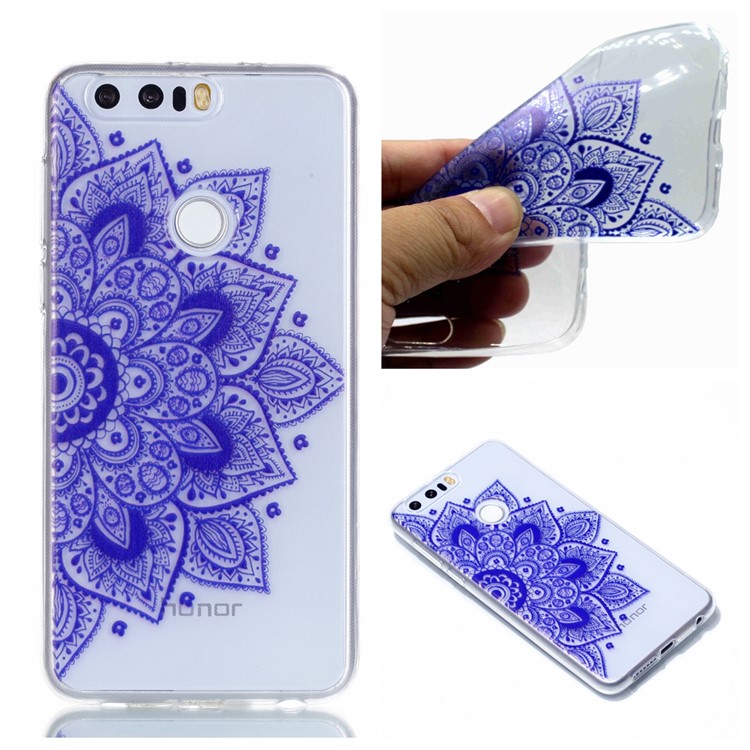 Pattern Printing Soft TPU Mobile Shell for Huawei Honor 8 - Mandala Flower-1