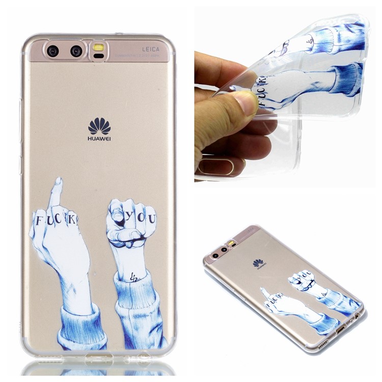 Pattern Printing TPU Cover for Huawei P10 - FUCK Pattern-1
