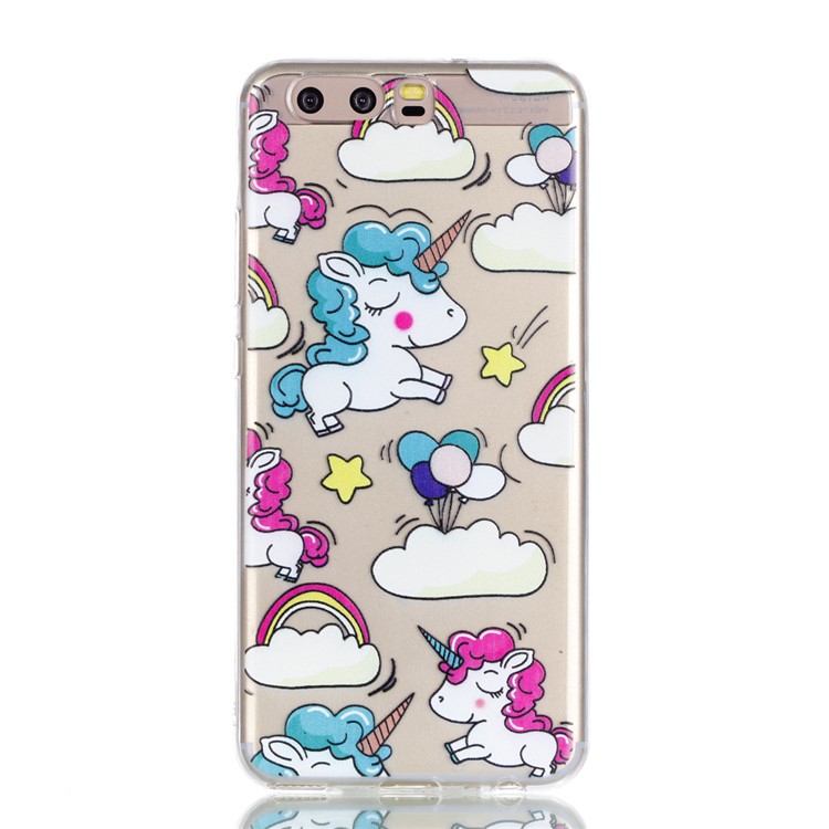 Pattern Printing TPU Shell Cover Case for Huawei P10 - Cloud and Unicorn-2