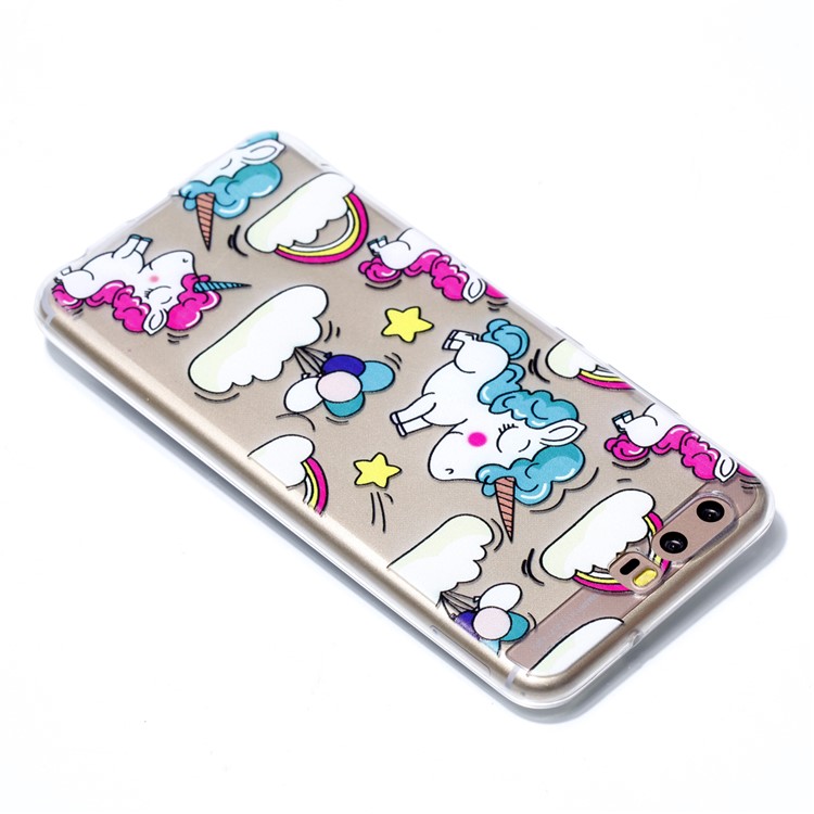 Pattern Printing TPU Shell Cover Case for Huawei P10 - Cloud and Unicorn-4