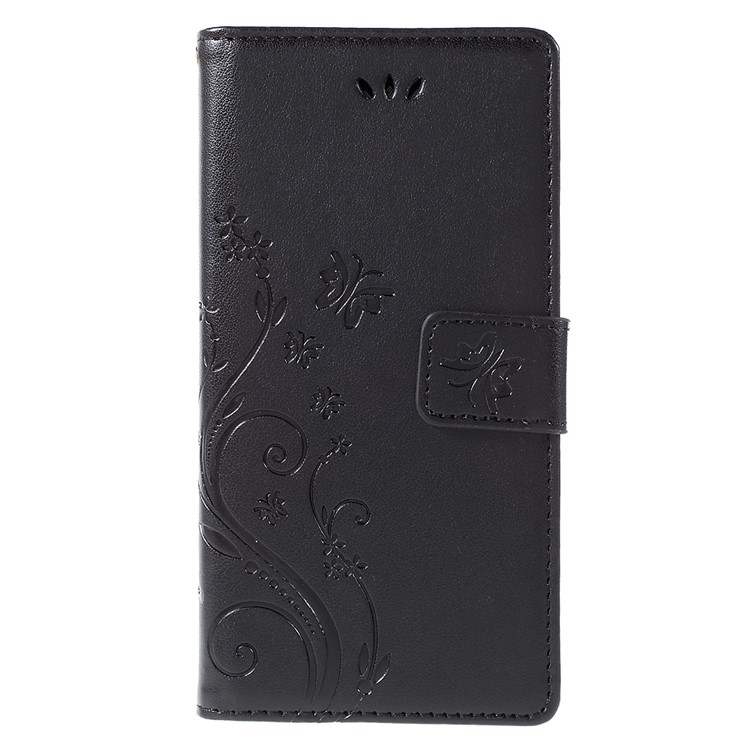 Butterfly Pattern Wallet Leather Stand Case for Huawei Ascend P8 Lite - Black-3