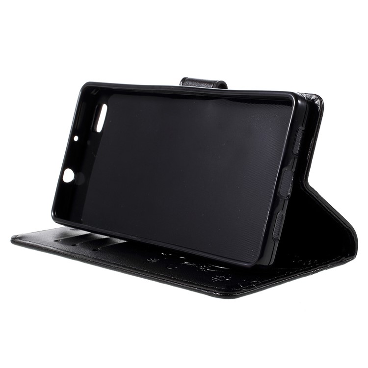 Butterfly Pattern Wallet Leather Stand Case for Huawei Ascend P8 Lite - Black-4
