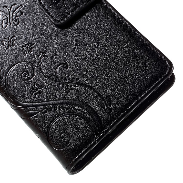 Butterfly Pattern Wallet Leather Stand Case for Huawei Ascend P8 Lite - Black-8
