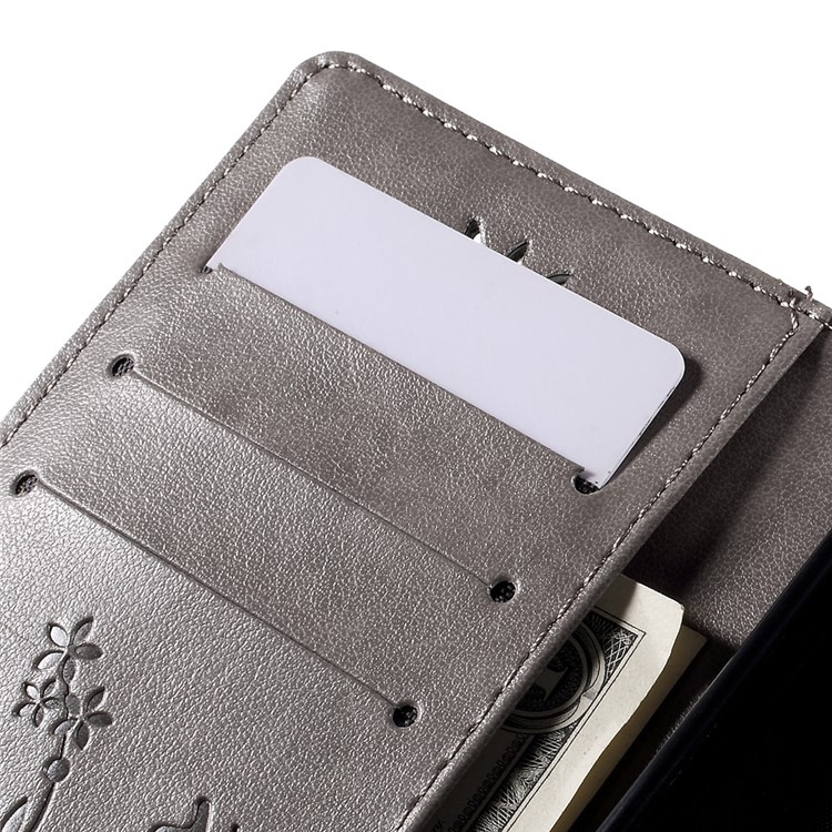 Butterfly Pattern Wallet Leather Stand Cover for Huawei Ascend P8 Lite - Grey-7