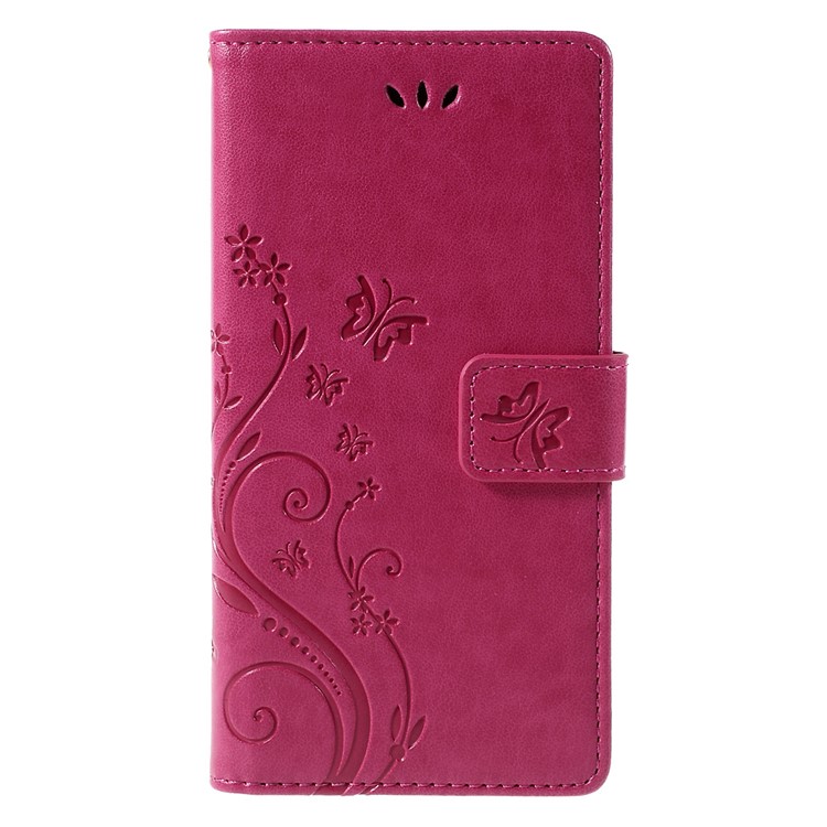 Butterfly Pattern Wallet Leather Stand Case Cover for Huawei Ascend P8 Lite - Rose-3