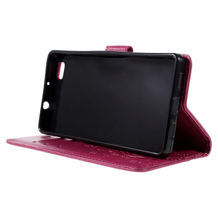Butterfly Pattern Wallet Leather Stand Case Cover for Huawei Ascend P8 Lite - Rose-4