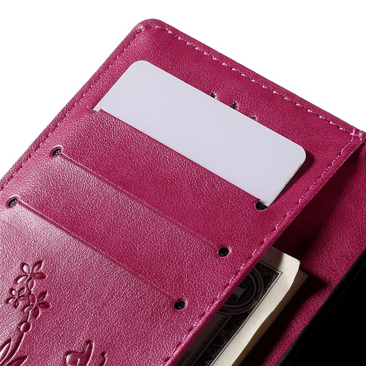 Butterfly Pattern Wallet Leather Stand Case Cover for Huawei Ascend P8 Lite - Rose-7