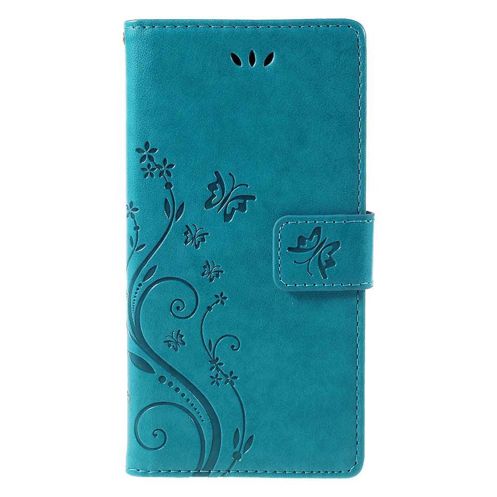 Housse en cuir pour portefeuille en papillon pour Huawei Ascend P8 Lite - Bleu-3