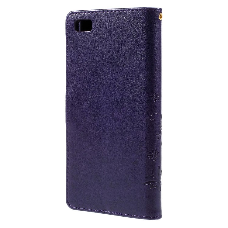 Butterfly Pattern Wallet Leather Phone Case for Huawei Ascend P8 Lite - Deep Purple-2
