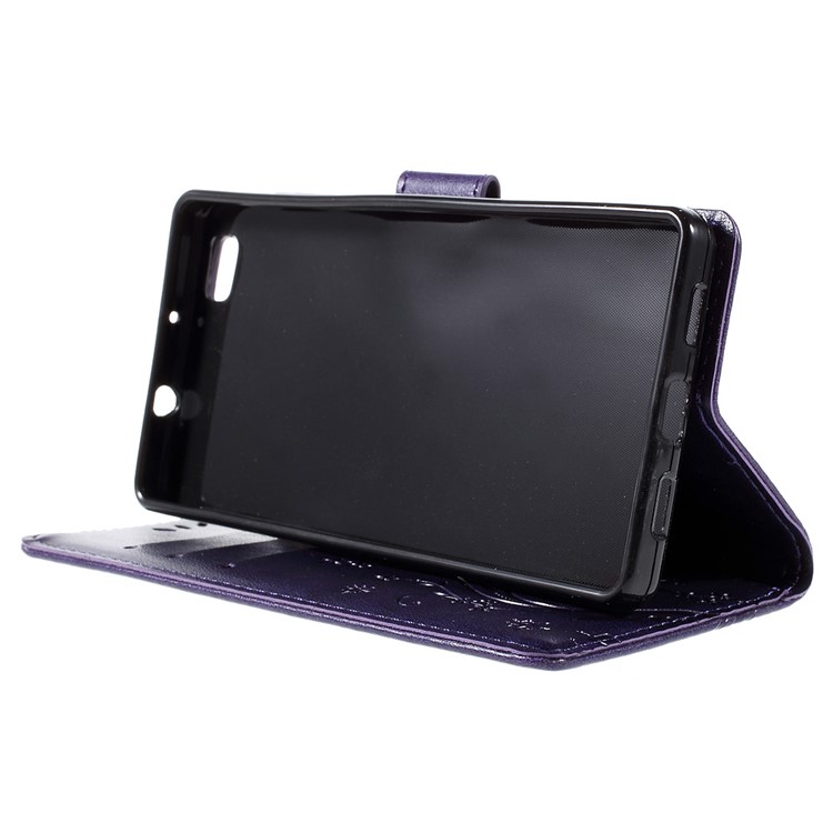Butterfly Pattern Wallet Leather Phone Case for Huawei Ascend P8 Lite - Deep Purple-4