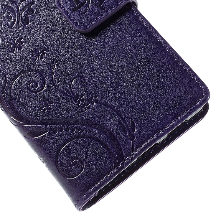 Butterfly Pattern Wallet Leather Phone Case for Huawei Ascend P8 Lite - Deep Purple-8