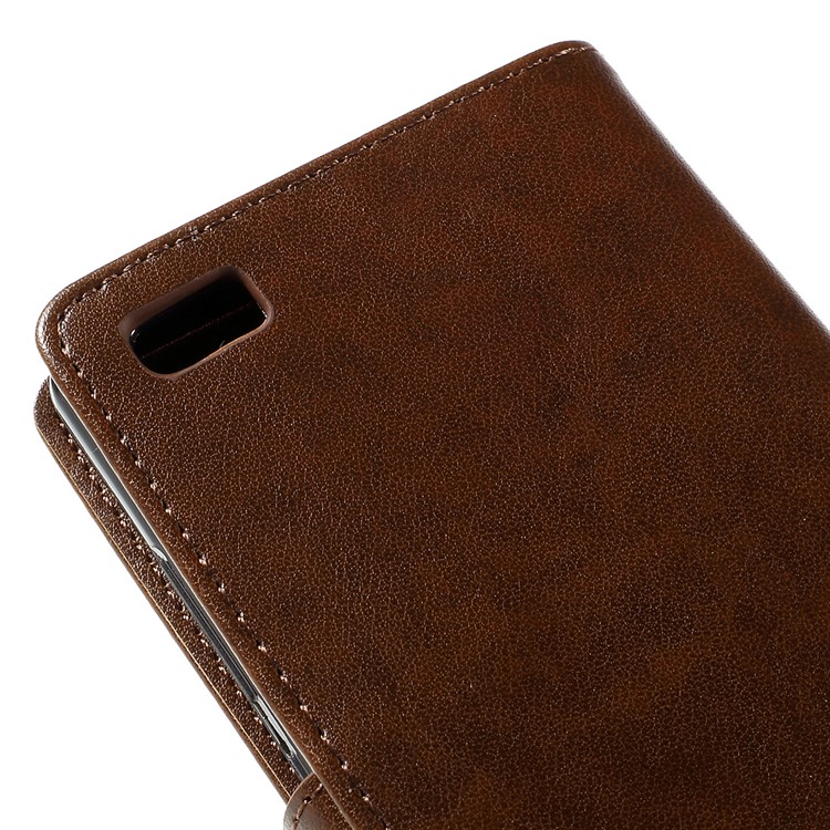 Motivo de borboleta Carteira PU Revestimento de couro para Stand Huawei Ascend P8 Lite - Castanho-9