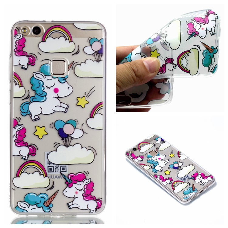 Ultra Thin Patterned Soft TPU Cover for Huawei P10 Lite - Shy Unicorns-1