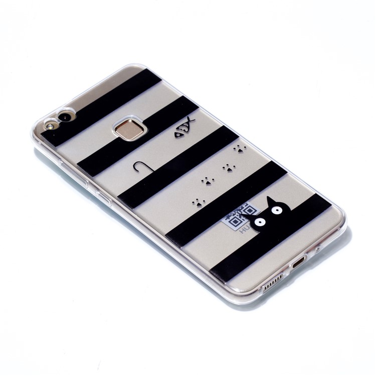 Ultra Thin Patterned Soft TPU Back Case for Huawei P10 Lite - Stripes and Cat-3