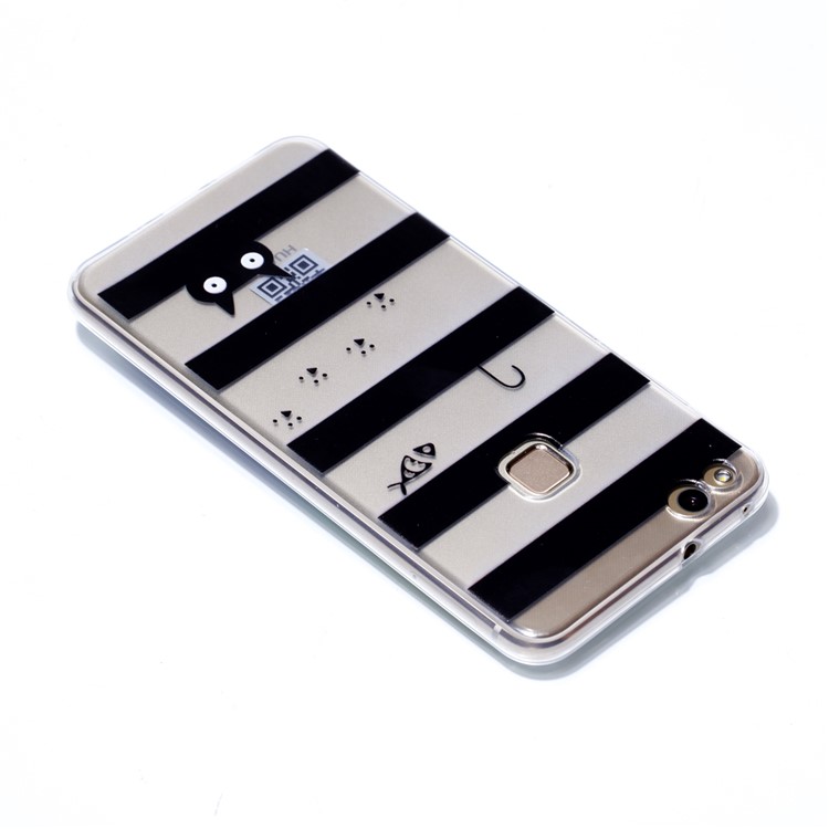 Ultra Thin Patterned Soft TPU Back Case for Huawei P10 Lite - Stripes and Cat-4