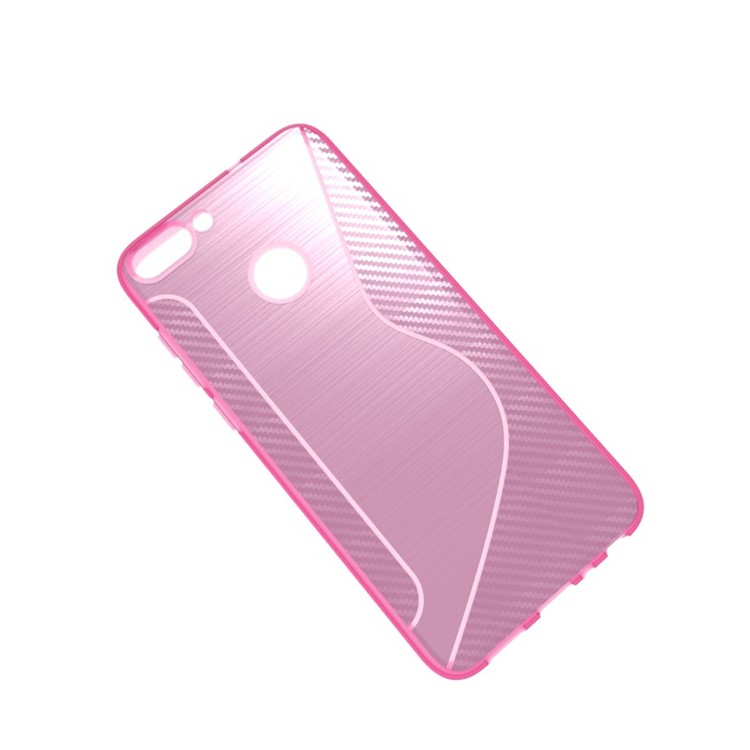 S Shape Brushed TPU Mobile Phone Cover for Huawei P Smart / Enjoy 7S - Pink-1