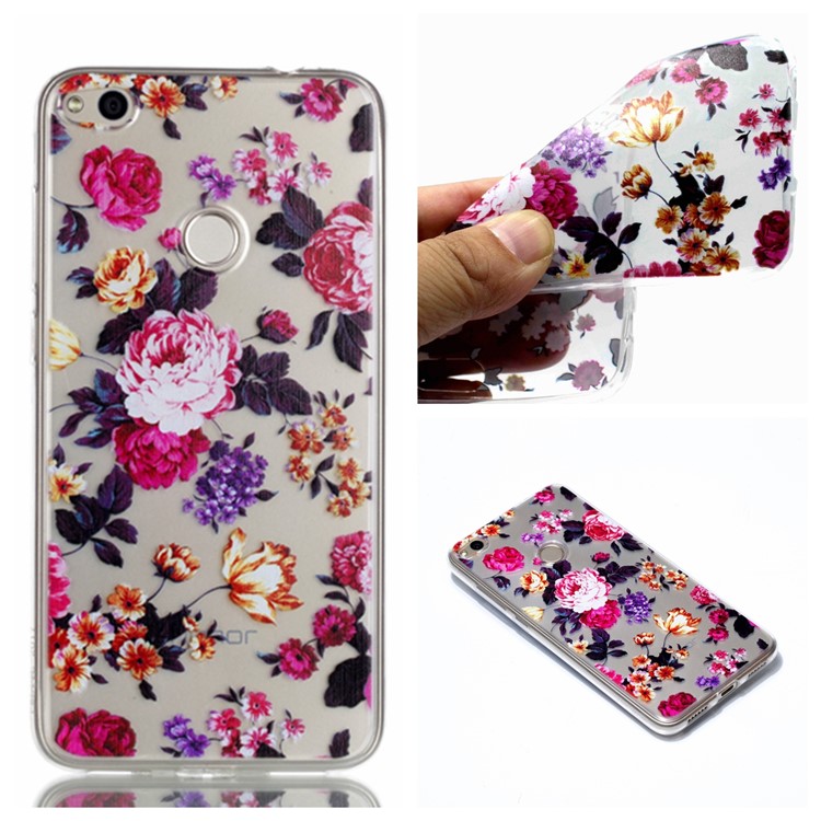 Pattern Printing TPU Soft Case for Huawei P8 Lite (2017) / Honor 8 Lite - Blooming Peony-1