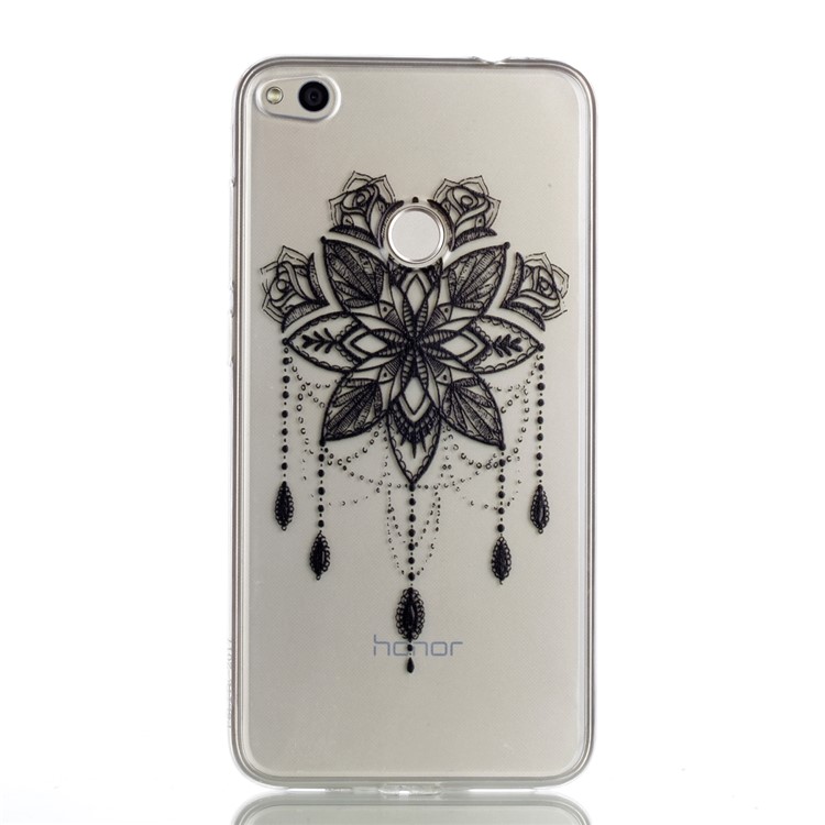 Pattern Printing TPU Soft Phone Case for Huawei P8 Lite (2017) / Honor 8 Lite - Black Flower-2