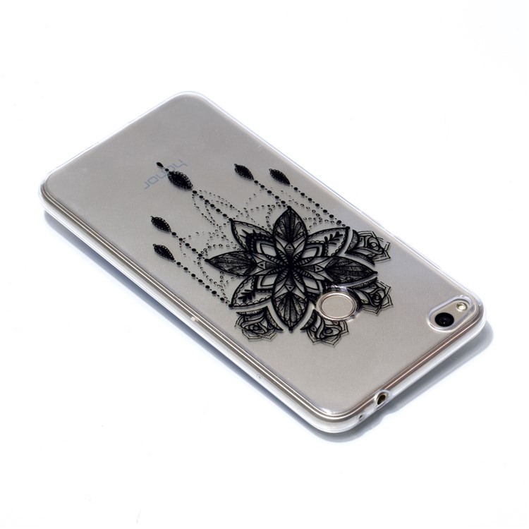 Pattern Printing TPU Soft Phone Case for Huawei P8 Lite (2017) / Honor 8 Lite - Black Flower-4
