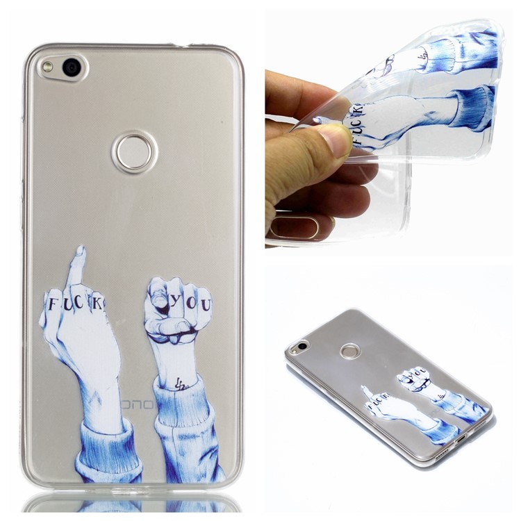 Pattern Printing TPU Phone Cover for Huawei P8 Lite (2017) / Honor 8 Lite - Hand Gesture-1