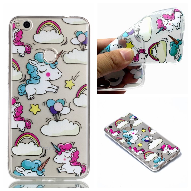 Pattern Printing TPU Mobile Casing for Huawei P8 Lite (2017) / Honor 8 Lite - Shy unicorns-1