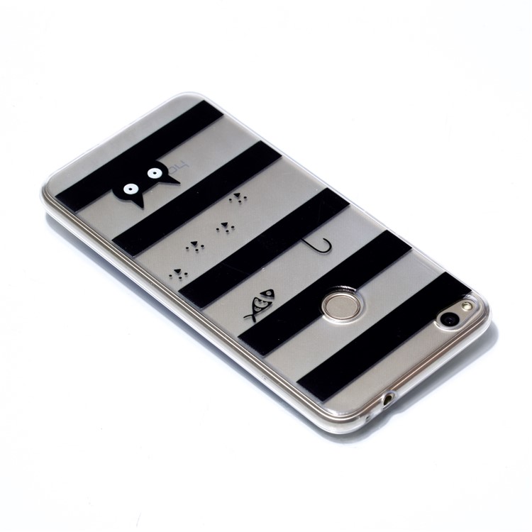 Pattern Printing TPU Shell Case for Huawei P8 Lite (2017) / Honor 8 Lite - Stripes and Cat-4