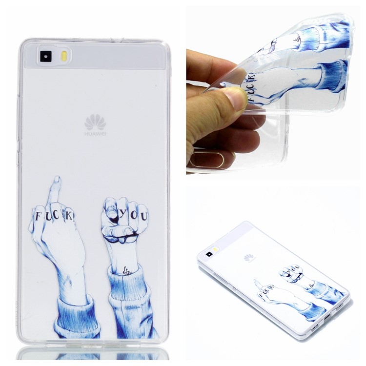 Pattern Printing TPU Shell Cover Case for Huawei P8 Lite (2015) - FUCK Pattern-1