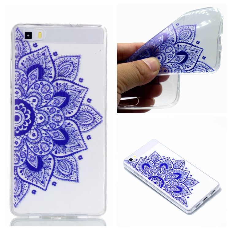 Pattern Printing TPU Case Cover Shell for Huawei P8 Lite (2015) - Purple Flower-1