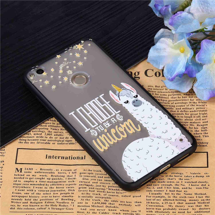Rubberized Embossed TPU + PC Hybrid Mobile Phone Case Mobile Phone Case for Huawei P8 Lite (2017)/Honor 8 Lite - Alpaca Unicorn-3