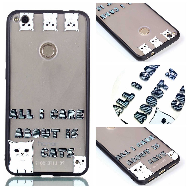 Rubberized Embossed TPU + PC Hybrid Mobile Phone Shell for Huawei P8 Lite (2017)/Honor 8 Lite - Lovely Cats-1