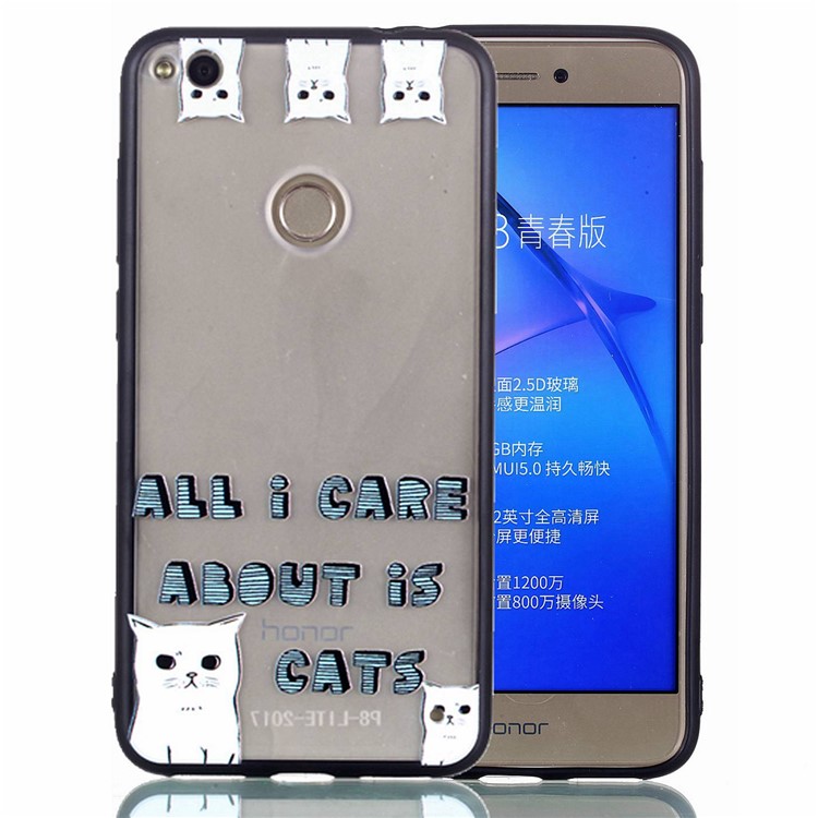 Rubberized Embossed TPU + PC Hybrid Mobile Phone Shell for Huawei P8 Lite (2017)/Honor 8 Lite - Lovely Cats-2
