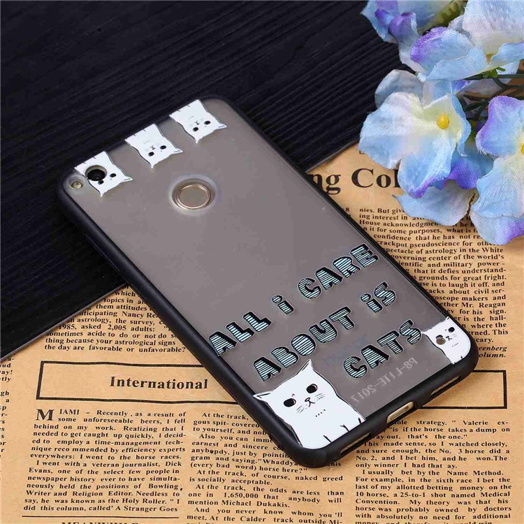 Rubberized Embossed TPU + PC Hybrid Mobile Phone Shell for Huawei P8 Lite (2017)/Honor 8 Lite - Lovely Cats-3