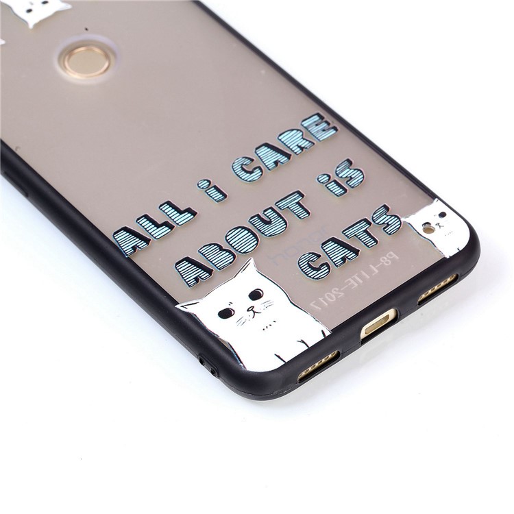 Rubberized Embossed TPU + PC Hybrid Mobile Phone Shell for Huawei P8 Lite (2017)/Honor 8 Lite - Lovely Cats-4