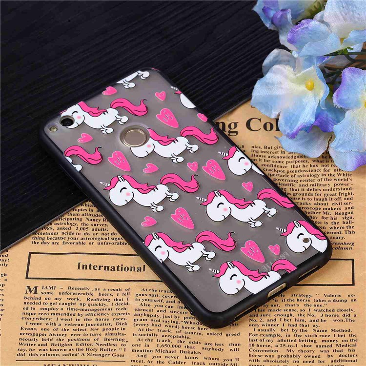 Rubberized Embossed TPU + PC Hybrid Back Case for Huawei P8 Lite (2017)/Honor 8 Lite - Adorable Unicorns-3