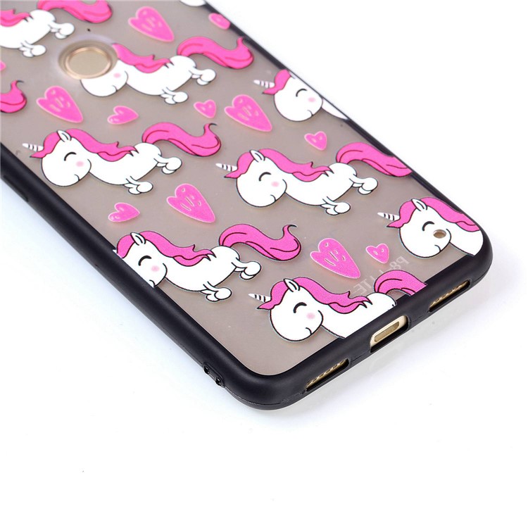Rubberized Embossed TPU + PC Hybrid Back Case for Huawei P8 Lite (2017)/Honor 8 Lite - Adorable Unicorns-4