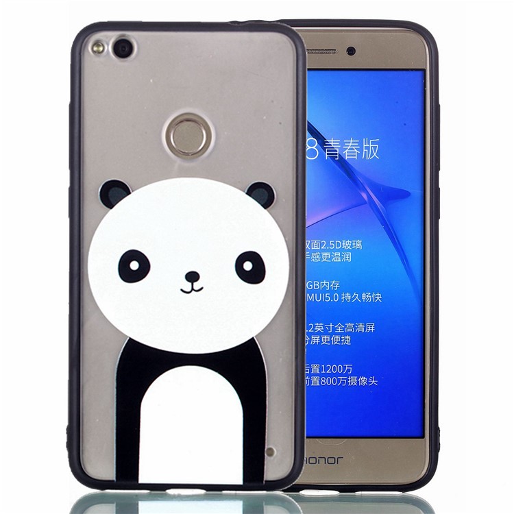 Rubberized Embossed TPU + PC Hybrid Back Cover for Huawei P8 Lite (2017)/Honor 8 Lite - Panda-2